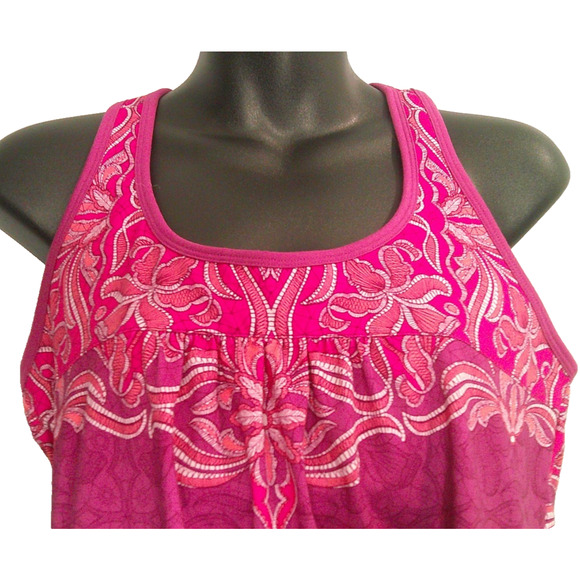 Athleta Women's Large Berry Pink Tinker Tank Top, Racerback Paisley Print - Picture 2 of 7